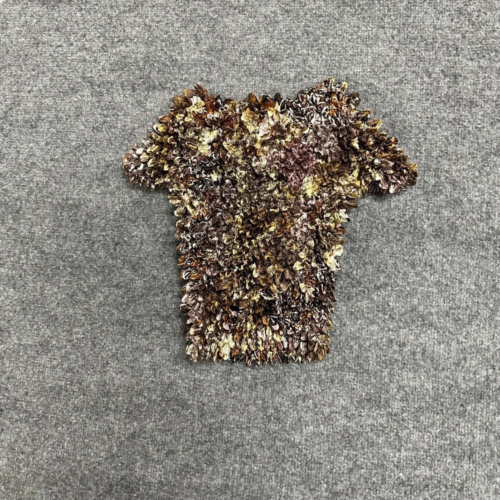 Unbranded Popcorn Shirt Womens Size OS Brown Gold Textured Stretch Scrunch Top